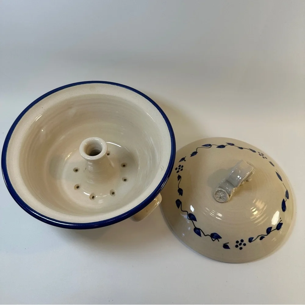VTG Pottery Funnel‎ Steamer Pot Bundt Cake Stoneware Lid Handmade Yunnan Rice